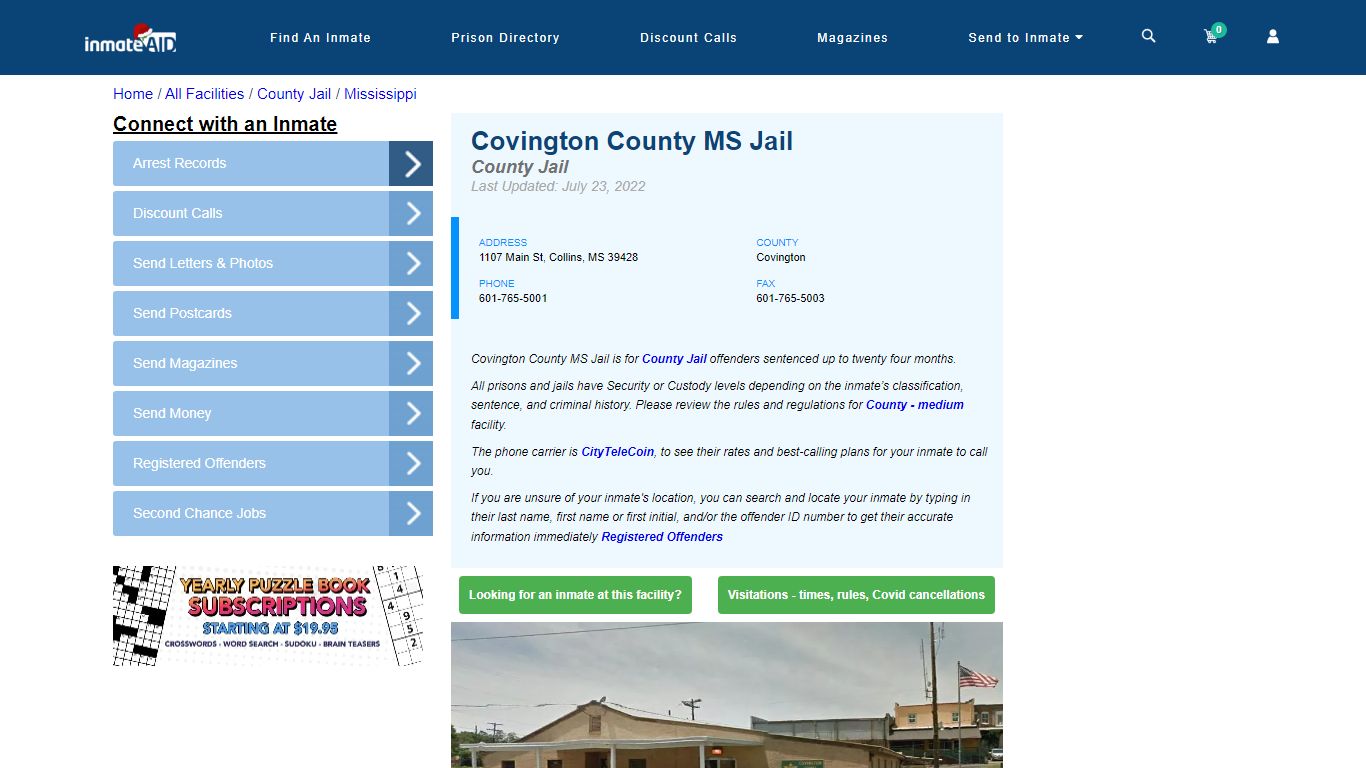 Covington County MS Jail - Inmate Locator - Collins, MS