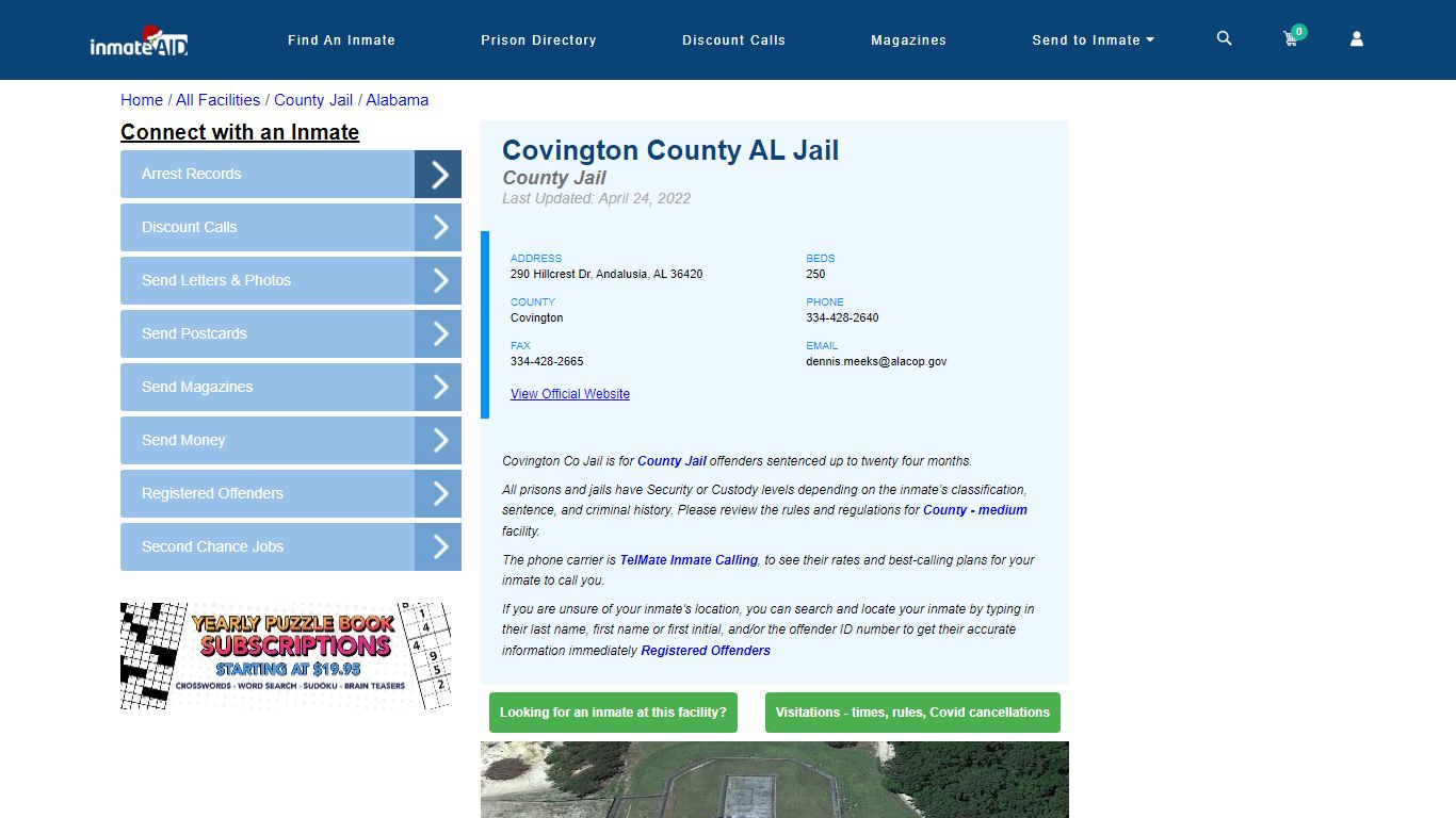 Covington County AL Jail - Inmate Locator - Andalusia, AL